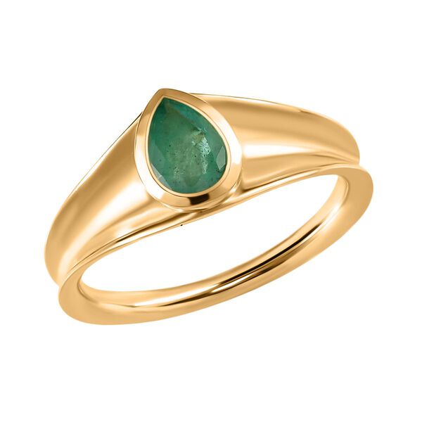 Kagem sambischer Smaragd-Solit&auml;r-Ring, 925 Silber vergoldet, 0,60 ct. image number 4