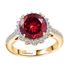 AAA Lab Grown Padparadscha Saphir, Lab Grown Diamant Ring 417 Gold (Größe 19.00) ca. 4,32 ct