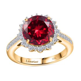 LUXURIANT DIAMOND- zertifiziert und geprüft AAA Labor Padparadscha Saphir und Labor Diamant Ring in 417 Gold - 4,32 ct.