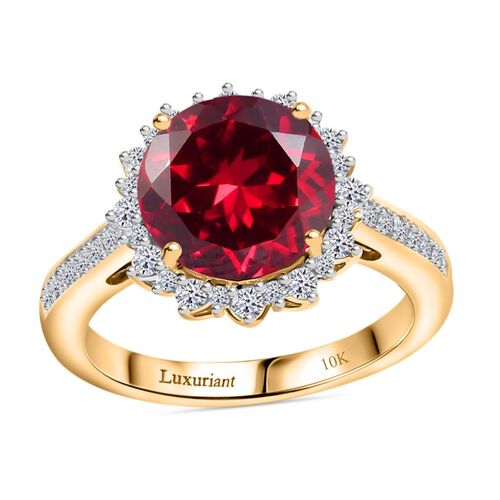 AAA Lab Grown Padparadscha Saphir, Lab Grown Diamant Ring 417 Gold (Größe 19.00) ca. 4,32 ct image number 0