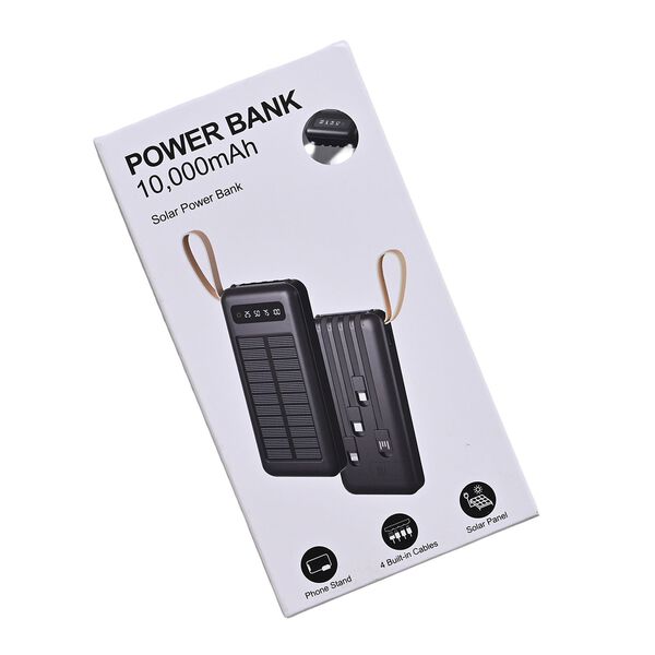 10.000 mAh Powerbank mit LED-Taschenlampe, 4 integrierten Kabeln, 14×6,8×2 cm, Weiß image number 9