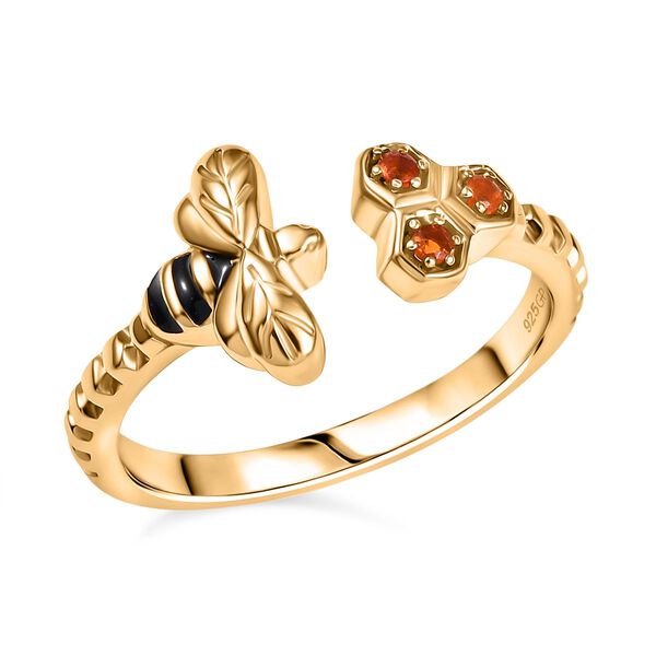 GP Trionfo Queen B Kollektion - AAA Mexikanischer Purpurroter Feueropal, Kanchanaburi Blauer Saphir Ring 925 Silber 750 Gelb Vergoldet (Gr&ouml;&szlig;e 19.00) ca. 0.06 ct image number 5