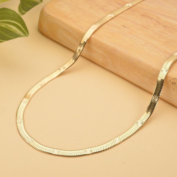 Strukturierte Fischgr&auml;ten-Gliederkette, ca. 50 cm, reiner Edelstahl Goldfarben ca. 10,90g image number 2