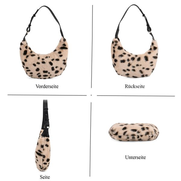 Leopardenmuster-Hobo-Tasche, 30x20 cm, Beige-Coffee image number 5
