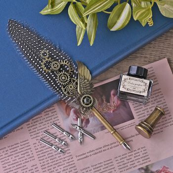 Vintage Kalligraphie-Schreibstift mit Tinte und Geschenkbox