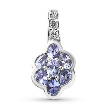Tansanit und Zirkon-Anh&auml;nger, 925 Silber platiniert ca. 1,19 ct