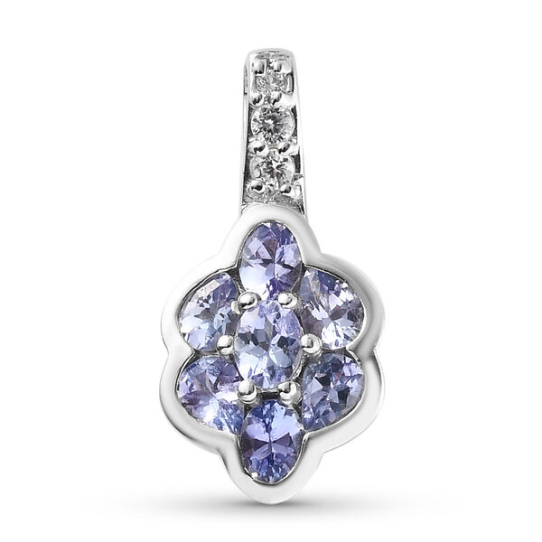 Tansanit und Zirkon-Anh&auml;nger, 925 Silber platiniert ca. 1,19 ct
