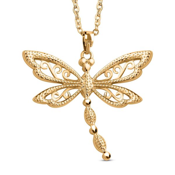 Libelle Kristall-Anhänger mit Kette und Ohrringe in Goldton - 3 ct. image number 5