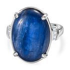 Kyanit, Wei&szlig;er Zirkon Ring 925 Silber platiniert (Gr&ouml;&szlig;e 16.00) ca. 11,67 ct