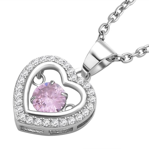 Rosa und wei&szlig;er Zirkonia-Anh&auml;nger mit Kette - 1,02 ct. image number 4