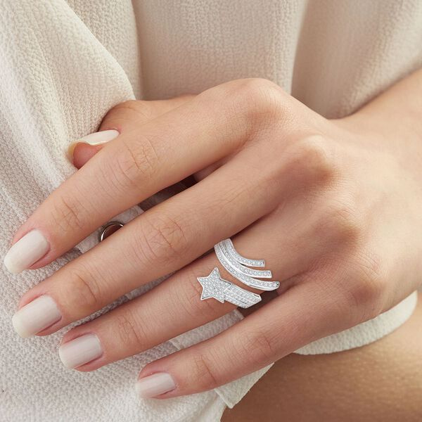 LUSTRO STELLA - Wei&szlig;er Zirkonia Ring 925 Silber rhodiniert (Gr&ouml;&szlig;e 19.00) image number 2