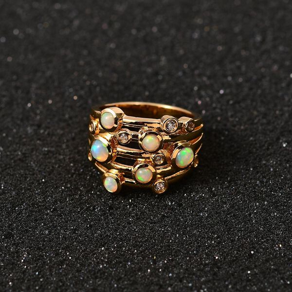 AA natürlicher, äthiopischer Welo Opal und Zirkon-Ring - 0,93 ct. image number 3