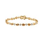 AA Nat&uuml;rlicher goldener Tansanit, Wei&szlig;er Zirkon Armband ca. 19 cm 925 Silber Gelbgold Vermeil ca. 4,61 ct.