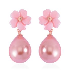 Rosa Muschelkernperle, Perlmutt Ohrringe 925 Silber rosévergoldet