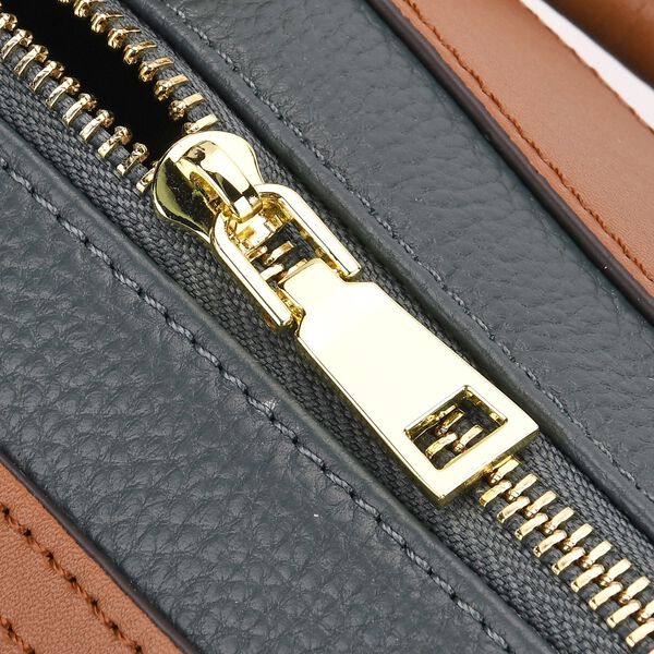 Crossbody Tasche aus 100% echtem Leder mit gemustertem Schulterriemen, 25,5x13x13,5cm, Blaugrün image number 7