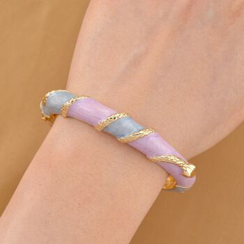 Emaille-Armreif im Streifen-Design Lila und Blau, ca. 19 cm