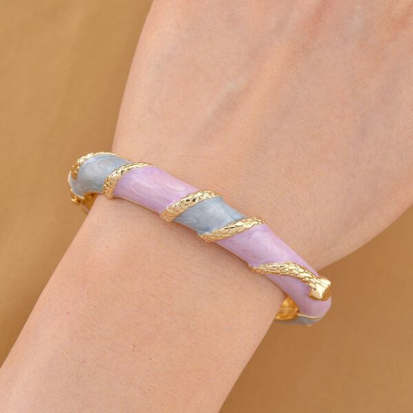 Emaille-Armreif im Streifen-Design Lila und Blau, ca. 19 cm image number 3