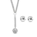 2er Set - Weißes Kristall-Collier und Ohrstecker, ca. 50 cm, silberfarben 7.00 ct