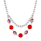Collier mit roten und rosa Kristallen und silberfarbener Gliederkette, ca. 52 cm