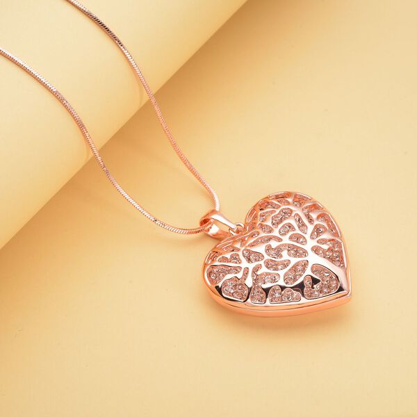 Wei&szlig;er Kristall-Herz-Anh&auml;nger mit Kette - 1,50 ct. image number 2