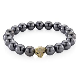 Terahertz, Schwarzer Spinell Panther Armband,. Flexibles, Nickelfreies Messing
