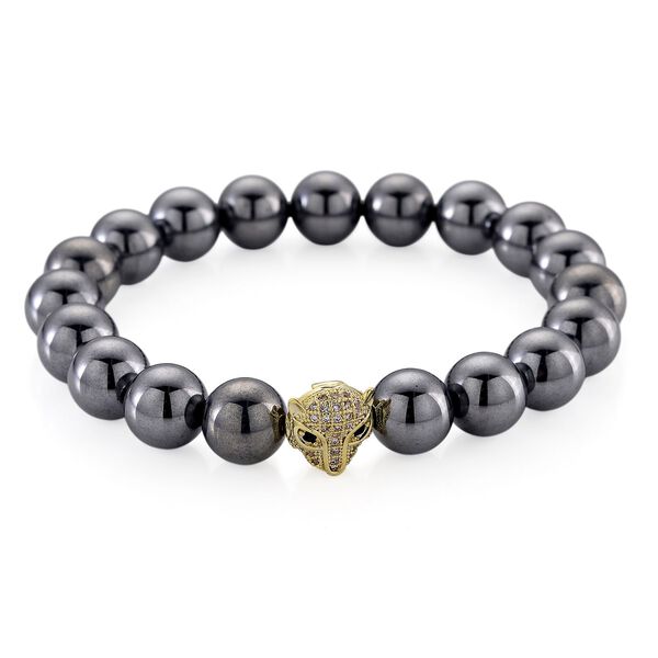 Terahertz, Schwarzer Spinell Panther Armband,. Flexibles, Nickelfreies Messing