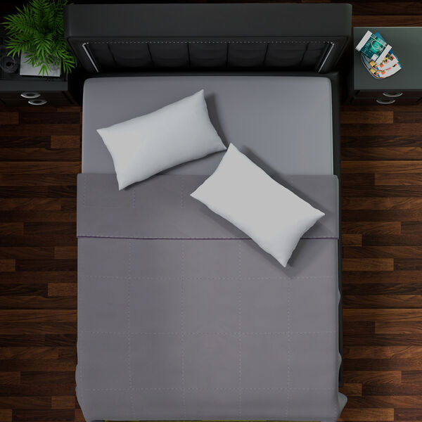 2er-Set Maulbeereseiden-Steppdecke und Kissenbezug, Grau, 155x200 - 40x80 cm image number 1