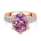 AA Rose De France Amethyst, wei&szlig;er Zirkon Ring, 925 Silber ros&eacute;vergoldet (Gr&ouml;&szlig;e 16.00) ca. 4.58 ct