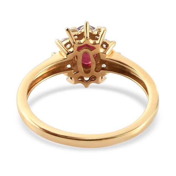 Afrikanisher Rubin(Fissure gefüllt) und Zirkon Ring 925 Silber vergoldet image number 6