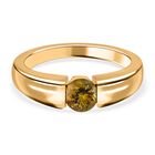 AA Natürlicher goldener Tansanit Ring, 925 Silber Gelbgold Vermeil (Größe 17.00) ca. 0.57 ct