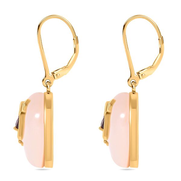 Wei&szlig;e Jade, Rhodolith Granat Ohrringe 925 Silber Gelbgold Vermeil ca. 17,00 ct image number 4