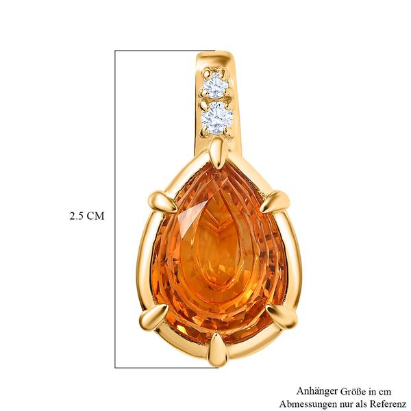 AA Serra Gaucha Citrin, Wei&szlig;er Zirkon Anh&auml;nger 925 Silber Gelbgold Vermeil ca. 4.49 ct image number 6