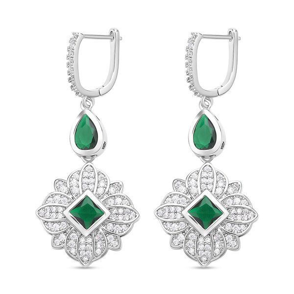 Gr&uuml;ne und wei&szlig;e Zirkonia Ohrringe, Messing, ca. 1.80 ct image number 4