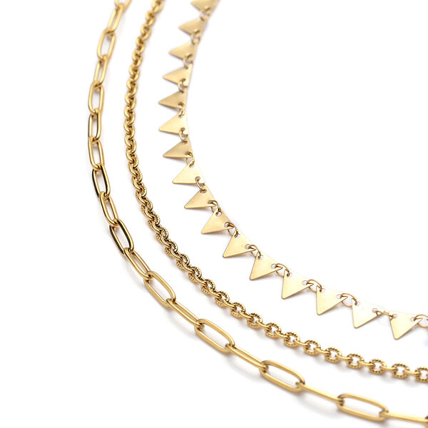 3er-Set Halskette ca. 50 cm Edelstahl vergoldet image number 3