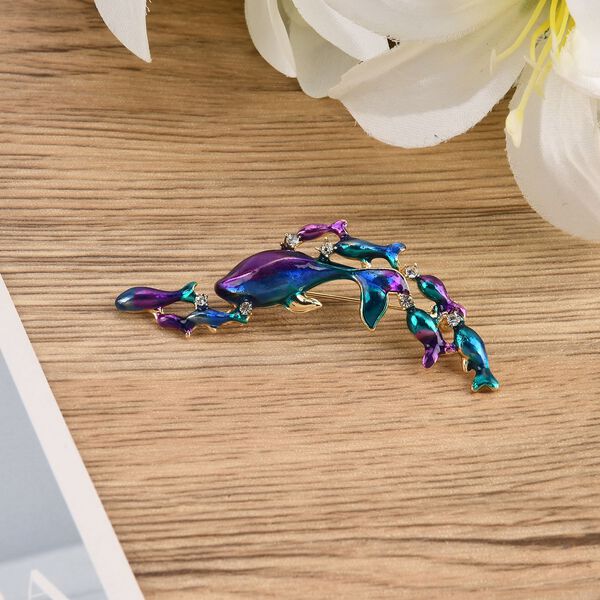 Wei&szlig;er Kristall Brosche emailliert image number 2