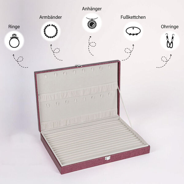 XL Premium Schmuckbox, 40x28x6 cm, pink image number 4