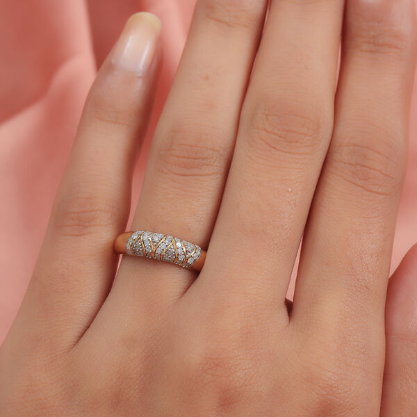 Diamant-Ring, 925 Silber Gelbgold Vermeil  ca. 0,25 ct image number 3