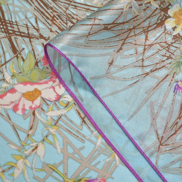 LA MAREY 100% Maulbeerseide Seidenschal, 55cm x 175cm, Blau mit Multi image number 4