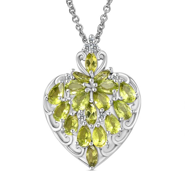 Peridot Schmuckset ca. 50 cm Edelstahl ca. 3,75 ct.