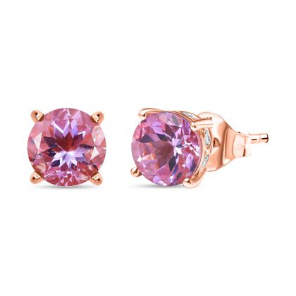 D&rsquo;joy AA Rose De France Amethyst, Wei&szlig;er Zirkon Ohrringe 925 Silber 750 ros&eacute;vergoldet ca. 5.10 ct