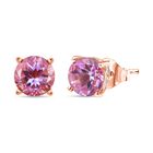 D’joy AA Rose De France Amethyst, Weißer Zirkon Ohrringe 925 Silber 750 rosévergoldet ca. 5.54 ct