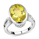 Ouro Verde-Quarz und weißer Zirkon-Ring, 925 Silber platiniert  ca. 5,77 ct image number 5