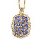 Tansanit Schmuckset ca. 50 cm Nickelfreies Messing platiniert und vergoldet und 316L Edelstahl platiniert ca. 3.32 ct