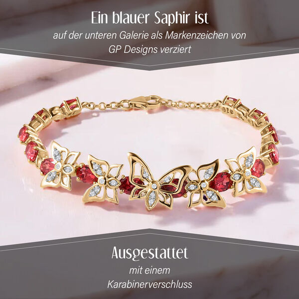 GP Trifono Kollektion- Synthetisches Padparadscha-Saphir, Zirkon und blaues Saphir-Armband, 19cm - 13,27 ct. image number 3