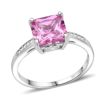 LUSTRO STELLA - Rosa Zirkonia, Wei&szlig;er Zirkonia Ring 925 Silber rhodiniert (Gr&ouml;&szlig;e 18.00)