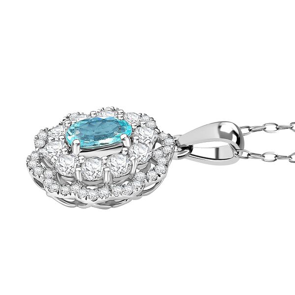 AAAA Paraiba Turmalin, Wei&szlig;er Diamant Schmuckset ca. 50 cm 950 Platin ca. 2.08 ct image number 3