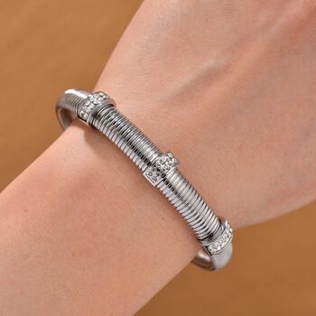 Wei&szlig;er Kristall Armband, flexibel (ca. 18 - 19 cm), 316L Edelstahl