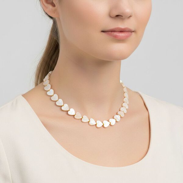 Goldene Farbe Muschelkernperle Halskette ca. 50 cm 316L Edelstahl image number 3