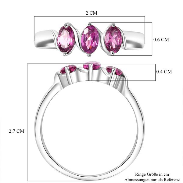 D'Joy Rhodolith Granat Ring, 925 Silber platiniert - 0,91 ct. image number 6