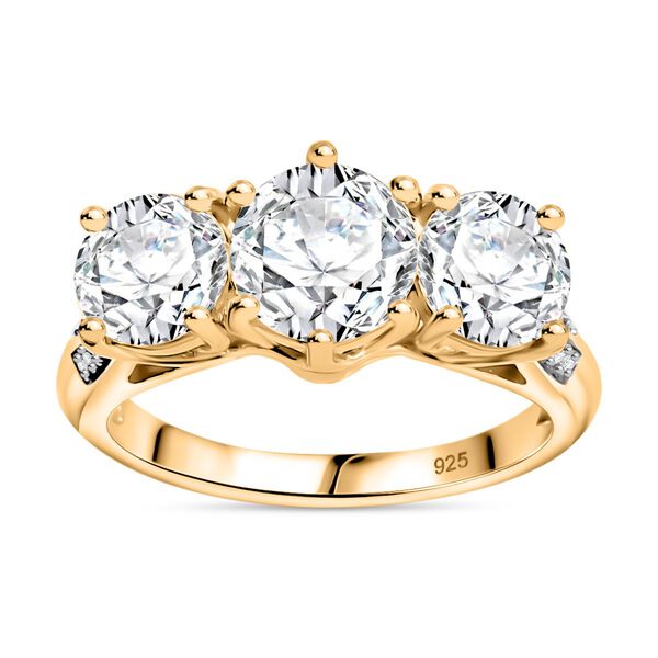 Moissanit Schmuckset, 925 Silber 750 Gelbgold Vermeil - 7,43 ct. image number 4